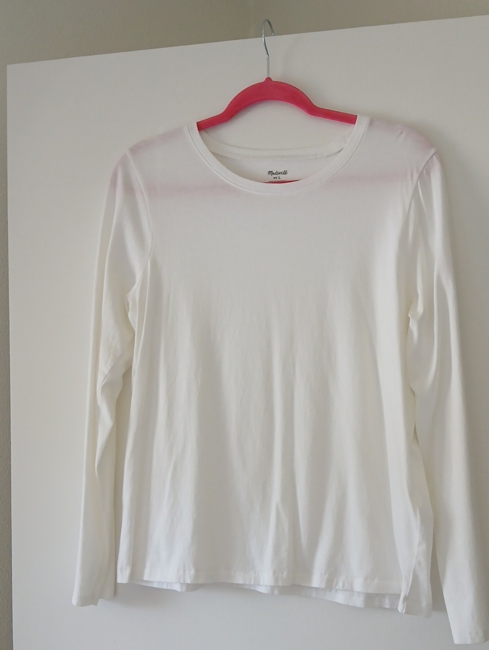 Madewell White Crewneck Long Sleeve Tee